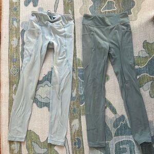 Athleta Kids Leggings in Light Blue and Sage
